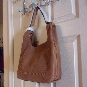 Rebecca Minkoff "KARLIE" Large Hobo In Saddle Color Suede N Silver Hardware NWT